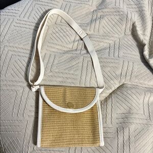 Roxy Stylish White and Tan straw Crossbody Bag